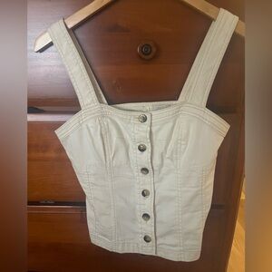 Anthropologie button front tank top, size 2. Beige denim